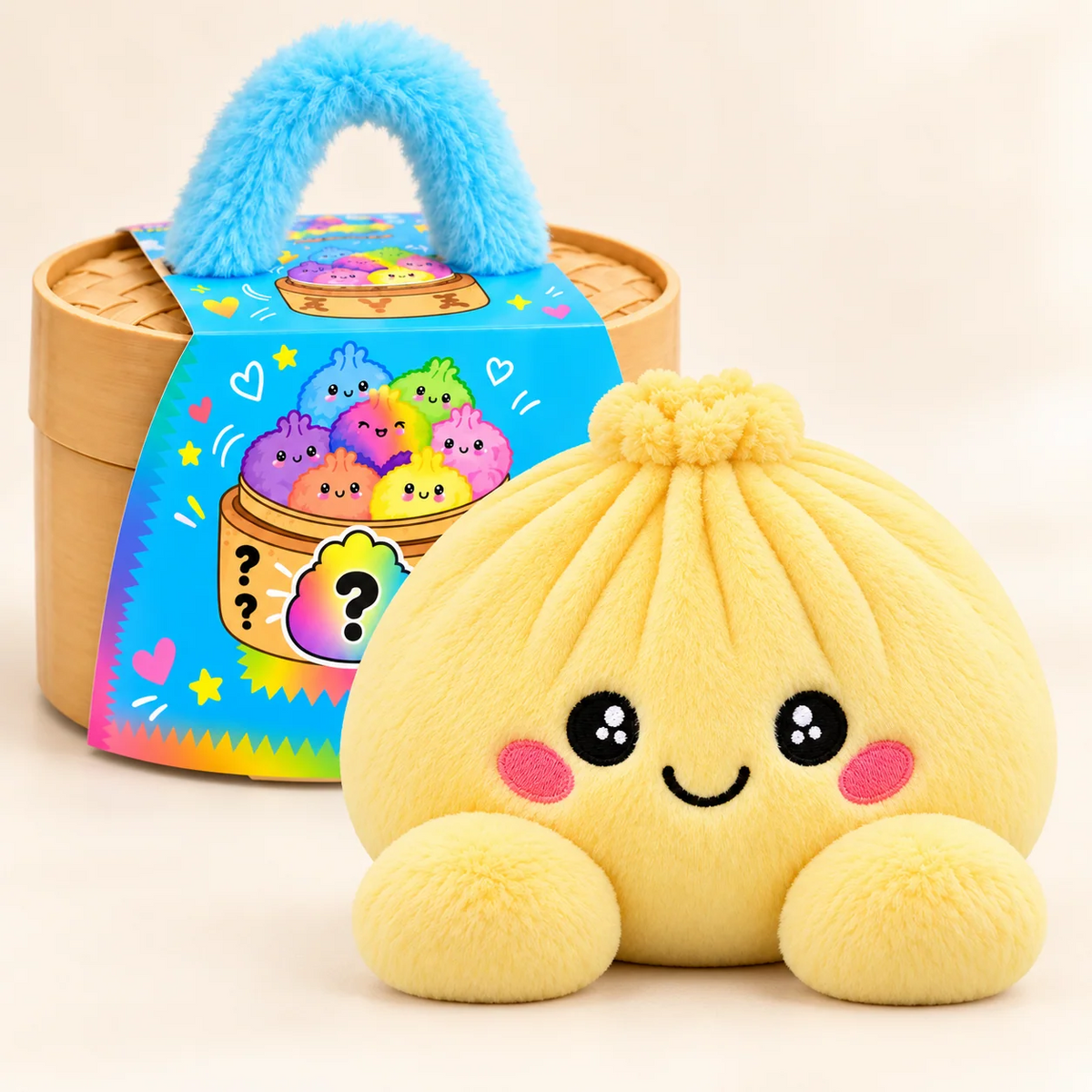 Peluches squishy Dumpling avec panier vapeur