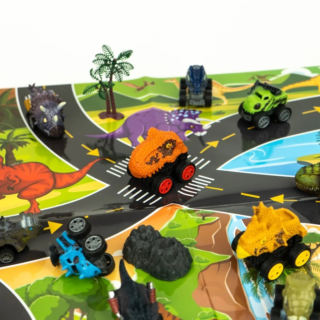 Calendrier de l’Avent avec voitures de course dinosaures pour enfants