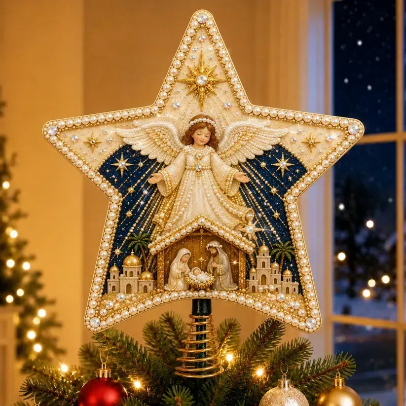 Kit DIY religieux pour cime de sapin de Noël avec perles et diamants