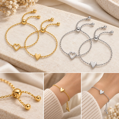 Bracelets cœur assortis avec placage or 14 carats