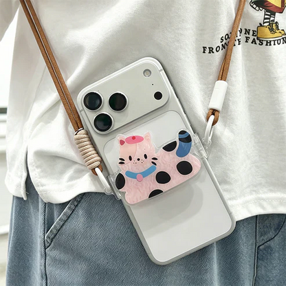 Pince pour téléphone avec motif animal et dragonne